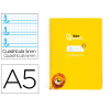 Cuaderno espiral liderpapel a5 pautaguia tapa blanda 40h 75gr cuadro pautado 5mm color amarillo