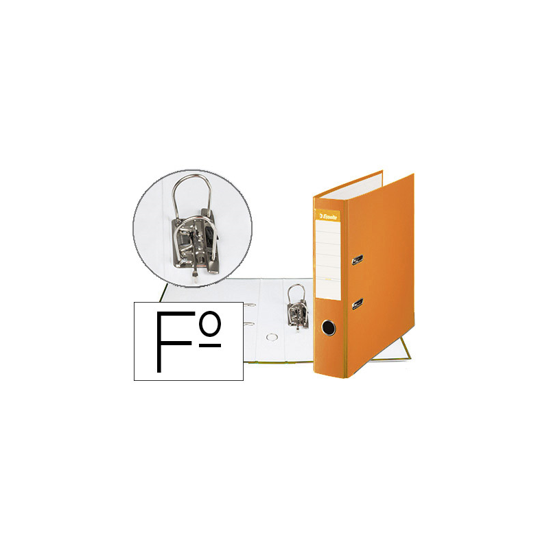 Archivador de palanca esselte carton forrado pvc folio lomo de 75 mm con rado naranja