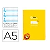 Cuaderno espiral liderpapel a5 pautaguia tapa blanda 40h 75gr cuadro pautado 5mm color amarillo