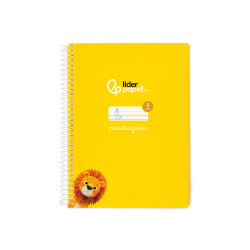 Cuaderno espiral liderpapel a5 pautaguia tapa blanda 40h 75gr cuadro pautado 5mm color amarillo