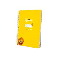 Cuaderno espiral liderpapel a5 pautaguia tapa blanda 40h 75gr cuadro pautado 5mm color amarillo