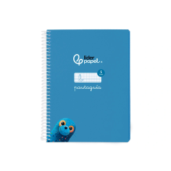 Cuaderno espiral liderpapel a5 pautaguia tapa blanda 40h 75gr cuadro pautado 5mm color azul