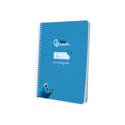 Cuaderno espiral liderpapel a5 pautaguia tapa blanda 40h 75gr cuadro pautado 5mm color azul