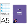 Cuaderno espiral liderpapel a5 pautaguia tapa blanda 40h 75gr cuadro pautado 5mm color lila