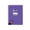 Cuaderno espiral liderpapel a5 pautaguia tapa blanda 40h 75gr cuadro pautado 5mm color lila