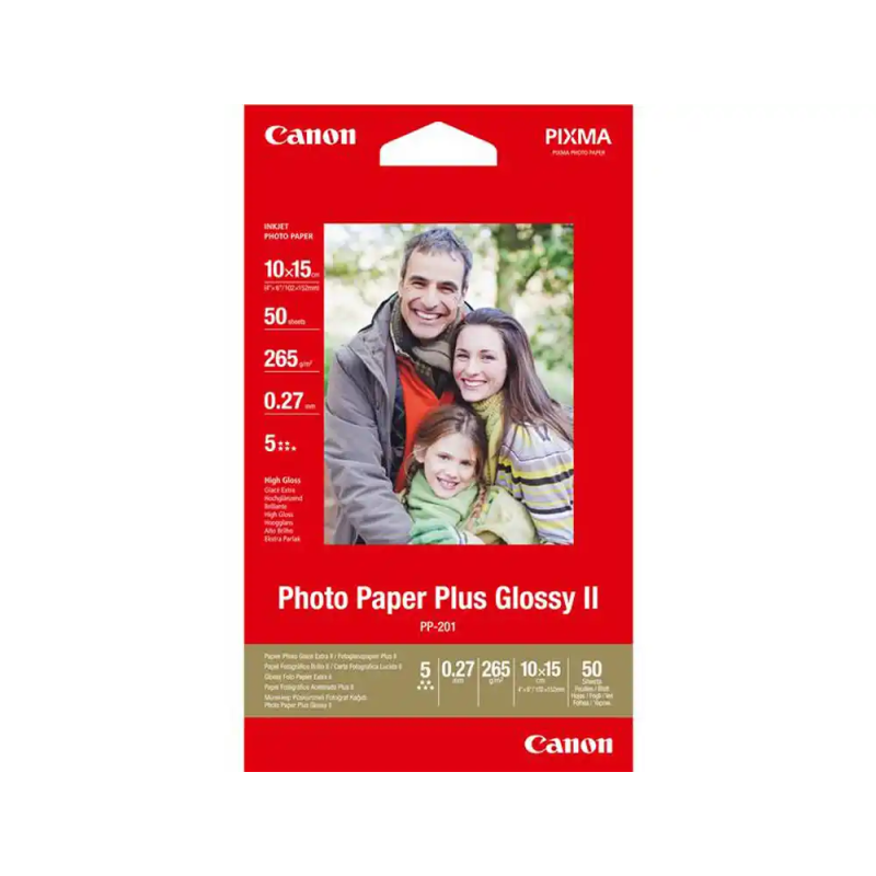 Papel fotografico canon pp-201 glossy 10x15 cm 260 gr pack de 50 hojas
