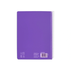 Cuaderno espiral liderpapel a5 pautaguia tapa blanda 40h 75gr cuadro pautado 5mm color lila
