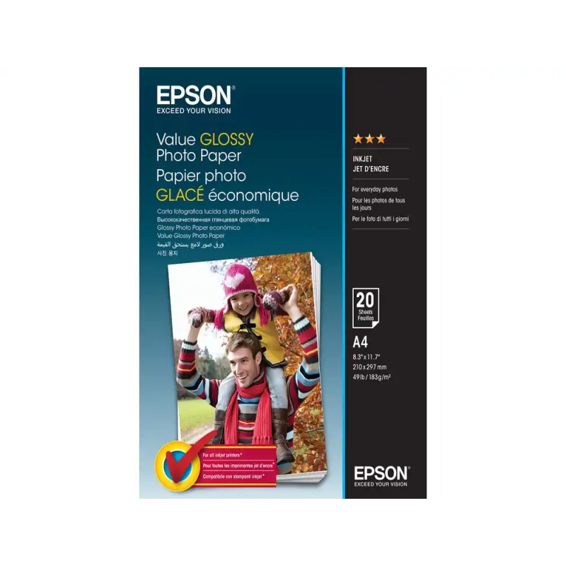 Papel fotografico epson brillo a4 183 gr pack de 20 hojas