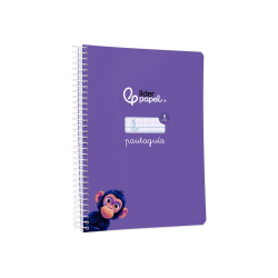 Cuaderno espiral liderpapel a5 pautaguia tapa blanda 40h 75gr cuadro pautado 5mm color lila