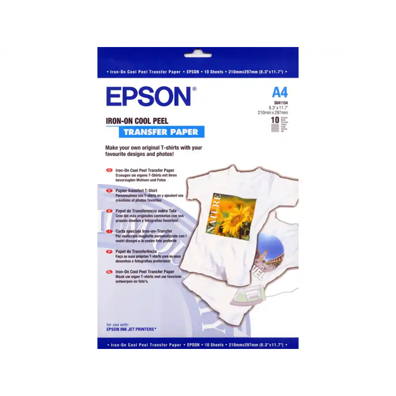 Papel transferencia termica epson iron-on a4 124 gr pack de 10 hojas