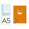 Cuaderno espiral liderpapel a5 pautaguia tapa blanda 40h 75gr cuadro pautado 5mm color naranja