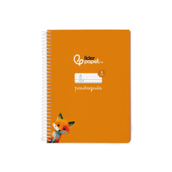 Cuaderno espiral liderpapel a5 pautaguia tapa blanda 40h 75gr cuadro pautado 5mm color naranja
