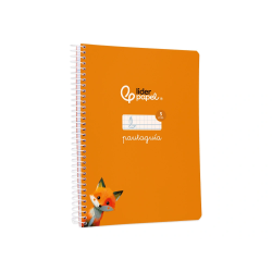 Cuaderno espiral liderpapel a5 pautaguia tapa blanda 40h 75gr cuadro pautado 5mm color naranja