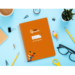 Cuaderno espiral liderpapel a5 pautaguia tapa blanda 40h 75gr cuadro pautado 5mm color naranja