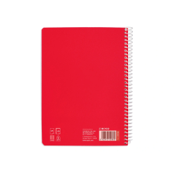 Cuaderno espiral liderpapel a5 pautaguia tapa blanda 40h 75gr cuadro pautado 5mm color rojo