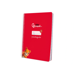Cuaderno espiral liderpapel a5 pautaguia tapa blanda 40h 75gr cuadro pautado 5mm color rojo