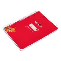 Cuaderno espiral liderpapel a5 pautaguia tapa blanda 40h 75gr cuadro pautado 5mm color rojo