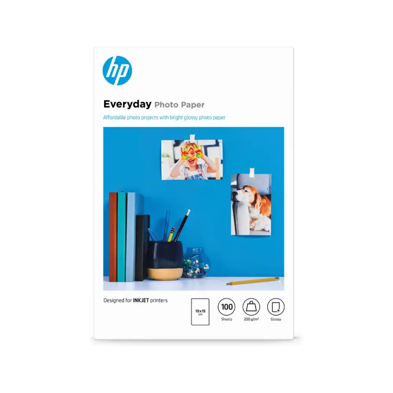 Papel fotografico hp glossy 10x15 cm 200 gr pack de 100 unidades