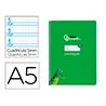Cuaderno espiral liderpapel din a5 pautaguia tapa blanda 40h 75gr cuadro pautado 5mm color verde