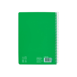Cuaderno espiral liderpapel din a5 pautaguia tapa blanda 40h 75gr cuadro pautado 5mm color verde