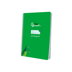 Cuaderno espiral liderpapel din a5 pautaguia tapa blanda 40h 75gr cuadro pautado 5mm color verde