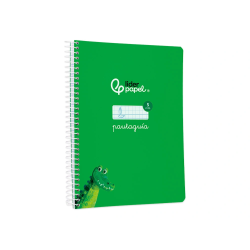 Cuaderno espiral liderpapel din a5 pautaguia tapa blanda 40h 75gr cuadro pautado 5mm color verde