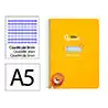 Cuaderno espiral liderpapel a5 pautaguia tapa dura 80h 90gr cuadro pautado 3mm color amarillo