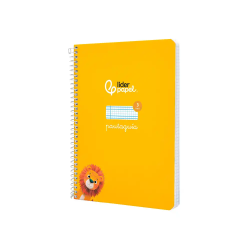 Cuaderno espiral liderpapel a5 pautaguia tapa dura 80h 90gr cuadro pautado 3mm color amarillo