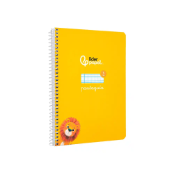 Cuaderno espiral liderpapel a5 pautaguia tapa dura 80h 90gr cuadro pautado 3mm color amarillo