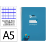 Cuaderno espiral liderpapel a5 pautaguia tapa dura 80h 90gr cuadro pautado 3mm color azul