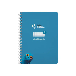 Cuaderno espiral liderpapel a5 pautaguia tapa dura 80h 90gr cuadro pautado 3mm color azul