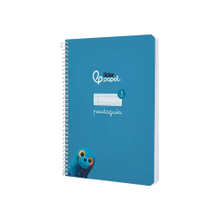 Cuaderno espiral liderpapel a5 pautaguia tapa dura 80h 90gr cuadro pautado 3mm color azul