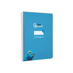Cuaderno espiral liderpapel a5 pautaguia tapa dura 80h 90gr cuadro pautado 3mm color azul