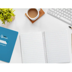 Cuaderno espiral liderpapel a5 pautaguia tapa dura 80h 90gr cuadro pautado 3mm color azul
