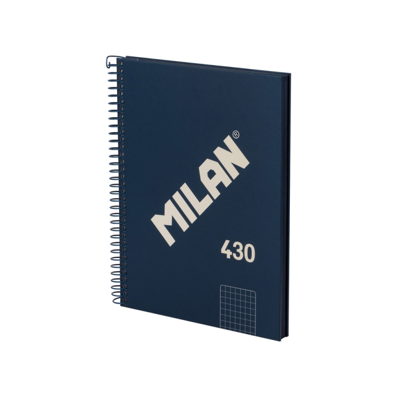 Cuaderno espiral milan serie 1918 din a5 80 hojas cuadro 5 mm color azul