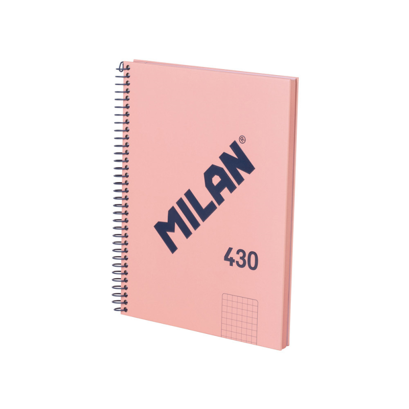Cuaderno espiral milan serie 1918 din a5 80 hojas cuadro 5 mm color rosa
