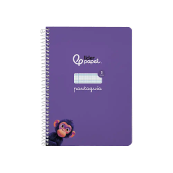 Cuaderno espiral liderpapel a5 pautaguia tapa dura 80h 90gr cuadro pautado 3mm color lila