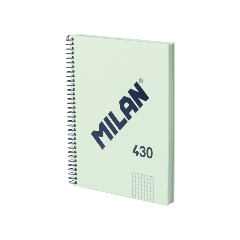 Cuaderno espiral milan serie 1918 din a5 80 hojas cuadro 5 mm color verde