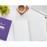 Cuaderno espiral liderpapel a5 pautaguia tapa dura 80h 90gr cuadro pautado 3mm color lila