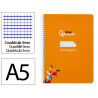 Cuaderno espiral liderpapel a5 pautaguia tapa dura 80h 90gr cuadro pautado 3mm color naranja