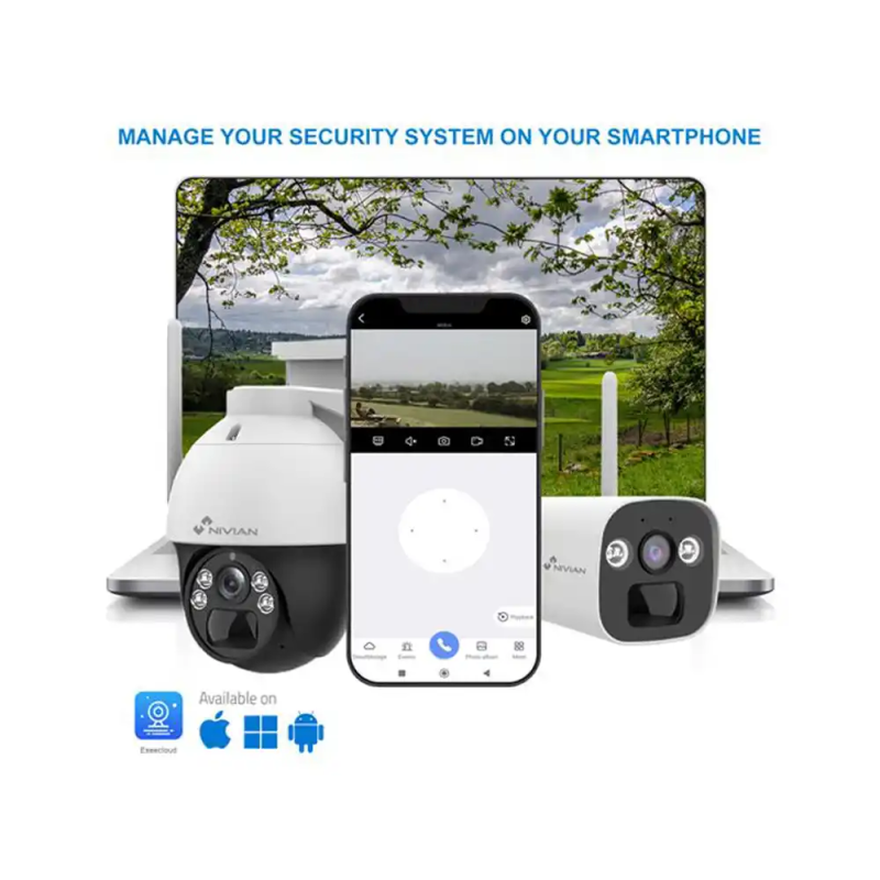 Camara de vigilancia nivian exterior solar 4g rotativa 360 color blanco
