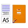 Cuaderno espiral liderpapel a5 pautaguia tapa dura 80h 90gr cuadro pautado 3mm color naranja