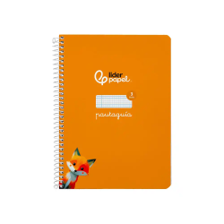 Cuaderno espiral liderpapel a5 pautaguia tapa dura 80h 90gr cuadro pautado 3mm color naranja