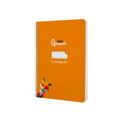 Cuaderno espiral liderpapel a5 pautaguia tapa dura 80h 90gr cuadro pautado 3mm color naranja