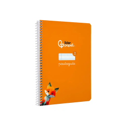 Cuaderno espiral liderpapel a5 pautaguia tapa dura 80h 90gr cuadro pautado 3mm color naranja