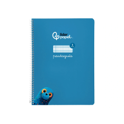Cuaderno espiral liderpapel a4 pautaguia tapa blanda 80h 75gr cuadro pautado 3mm color azul