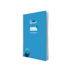 Cuaderno espiral liderpapel a4 pautaguia tapa blanda 80h 75gr cuadro pautado 3mm color azul