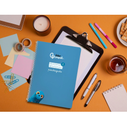 Cuaderno espiral liderpapel a4 pautaguia tapa blanda 80h 75gr cuadro pautado 3mm color azul