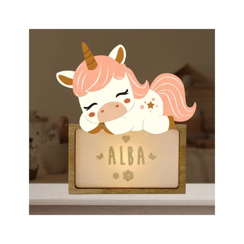 Lampara vintiun personalizable little sleeping unicorn