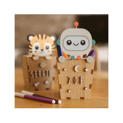 Cubilete portalapices vintiun personalizable robot